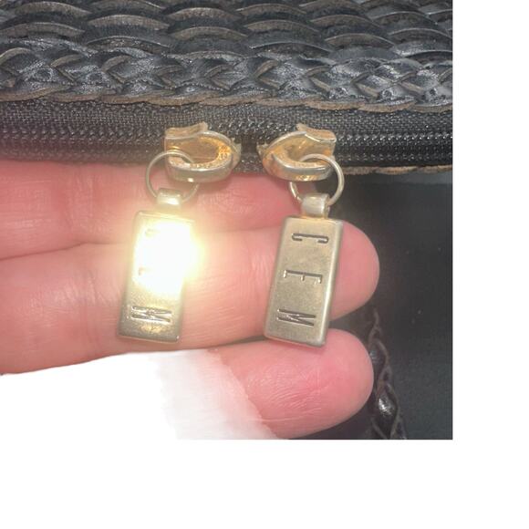 Vintage CEM Black Woven Leather Crossbody Bag Made in Brazil Braided Strap C E M - Picture 8 of 11